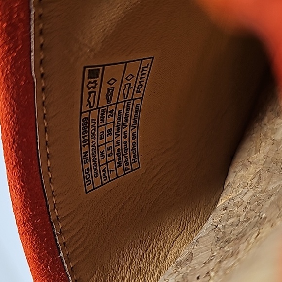 UGG Kendra Wedge Sandals Slides Espadrilles  Suede Leather Fringe Cork Orange 7 - Picture 12 of 16